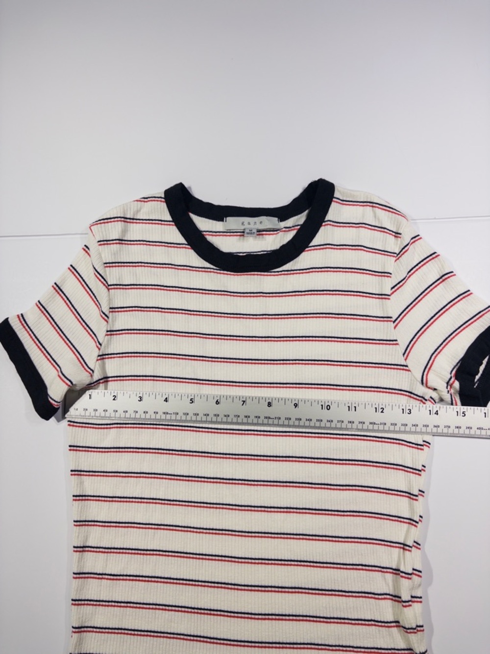 Striped Ringer Baby Tee Y2K Fitted Ribbed T-Shirt Retro Casual Top - Picture 7 of 10